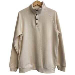 Goodfellow & Co Men’s Quilted Snap Pullover Sweatshirt Ivory White Size M NWT